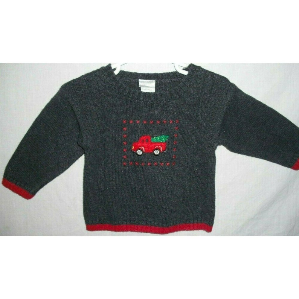 Perfectly Dressed Boy's Gray Sweater Holiday Truck